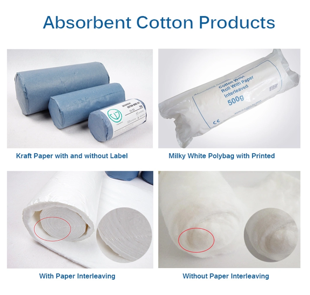 Combed or Uncombed Absorbent Cotton Wool for Making Into Cotton Roll or Cotton Ball