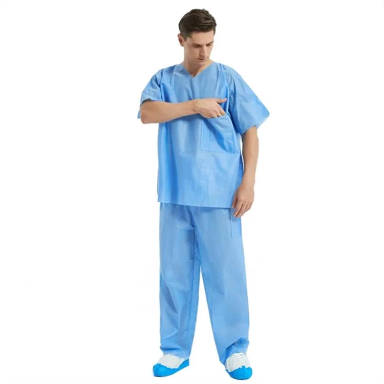 Disposable Medical Products Medical Supply Nonwoven Surgeon Short Sleeve Scrub Suit Patient Suit Workwear Work Clothes Uniform