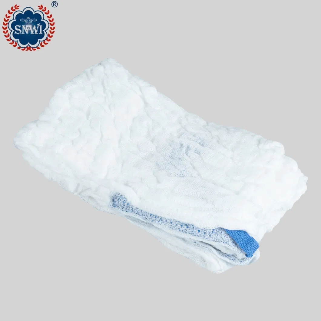 High Quality Emergency Medical Surgical Cotton Disposable Red Blue Line Spandex Crepe Elastic Bandage with Metal Clips