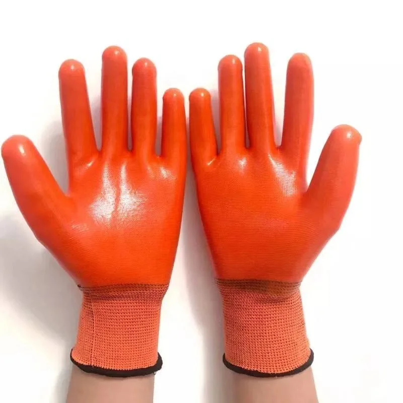 PVC Coated Gloves Liner Orange String Knitted Working Gloves Labor Glove