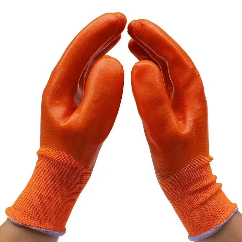 PVC Coated Gloves Liner Orange String Knitted Working Gloves Labor Glove