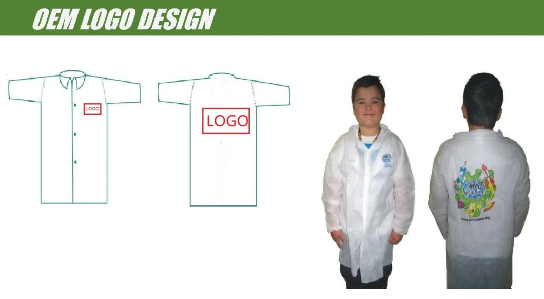 Disposable Non Woven Long Sleeve Protective Lab Coat with Collar