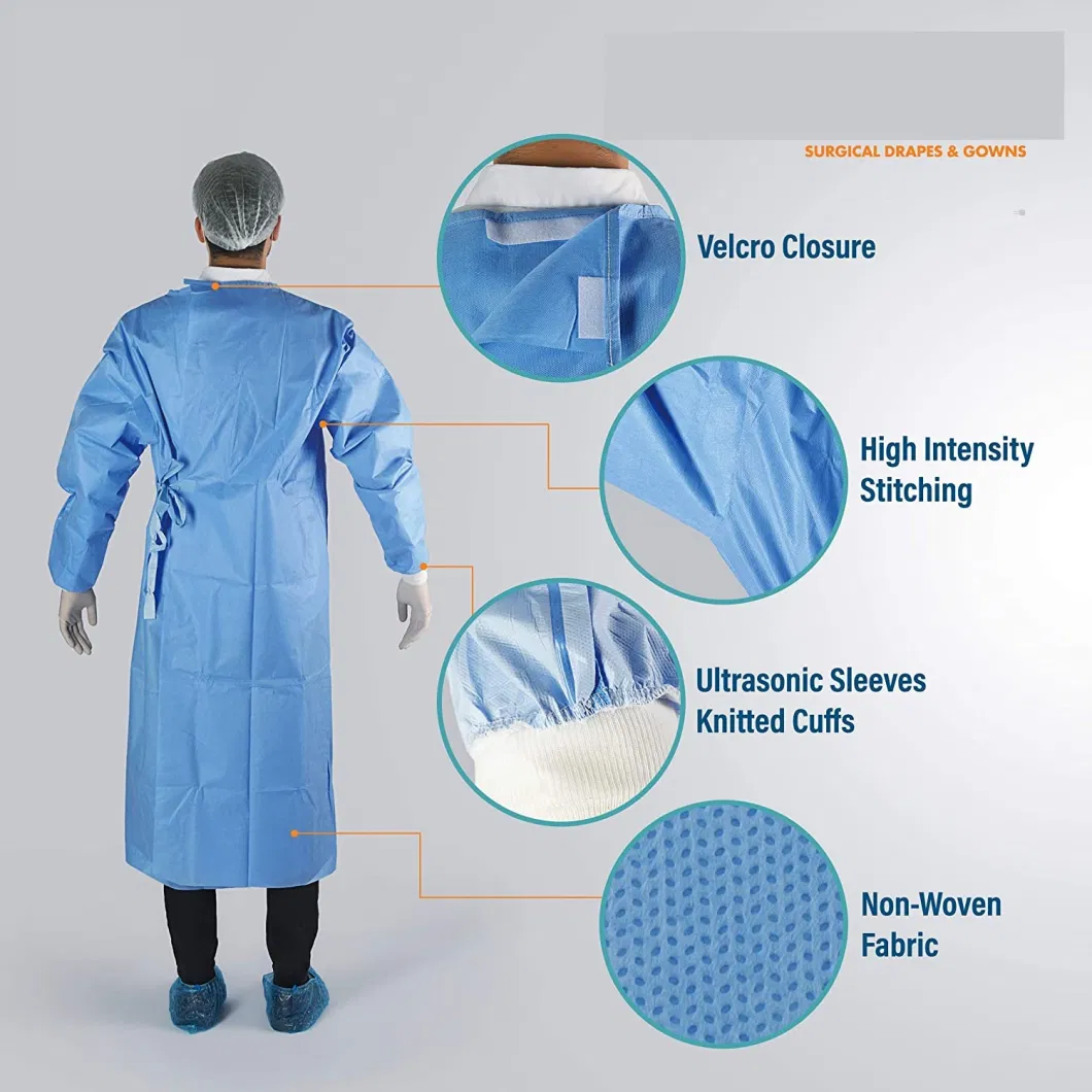Sterile Non Woven Waterproof Surgical General Medical Gown PPE/Medical Equipment Supplies AAMI Level 3 Scrub Suit