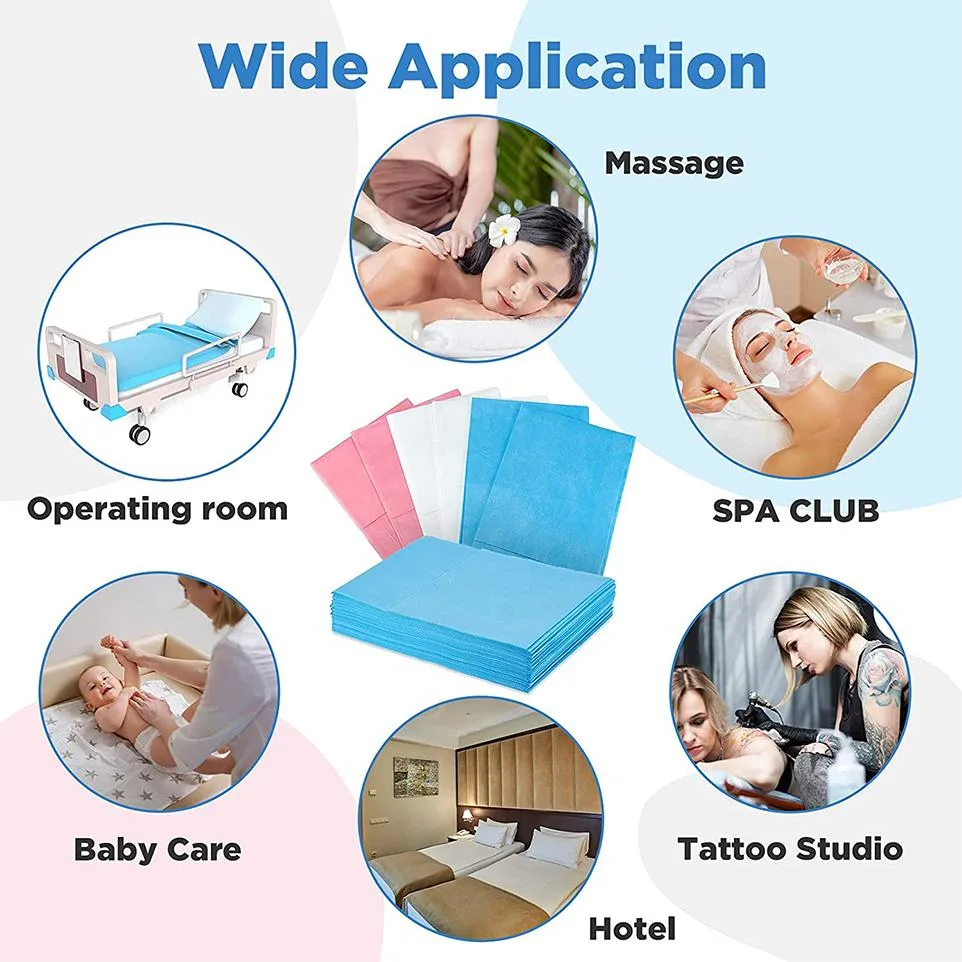 Disposable Nonwoven PP SMS Bed Cover Sheet Hospital Bed Sheets for Stretchers for SPA/Salon