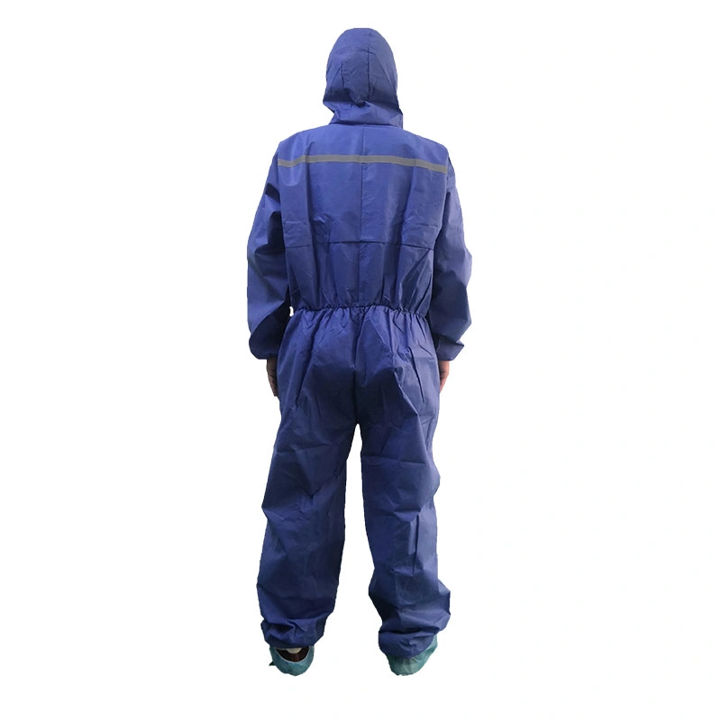 Cheaper Isolation Suit Set Factory Coverall 45g SMS Disposable Blue Nonwoven Protective Clothing Protect Coveral Dispos