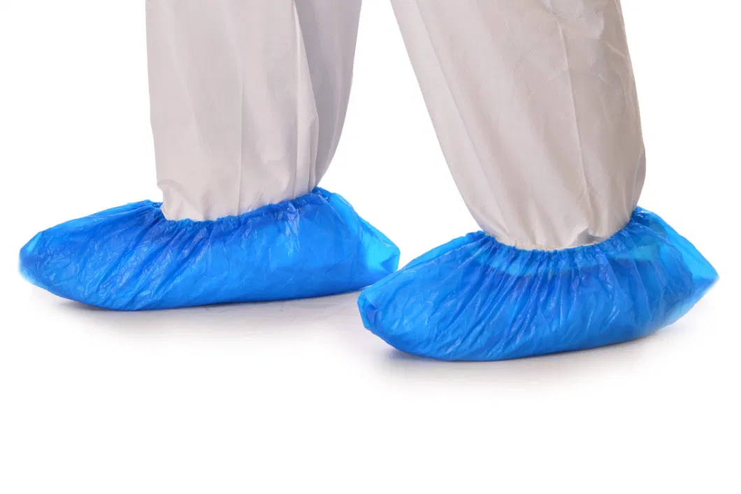 Blue/Green Disposable CPE Plastic Free Size Shoe Cover Handmade or Machine-Made Light-Weight Non-Toxic Medical CPE Shoe Cover