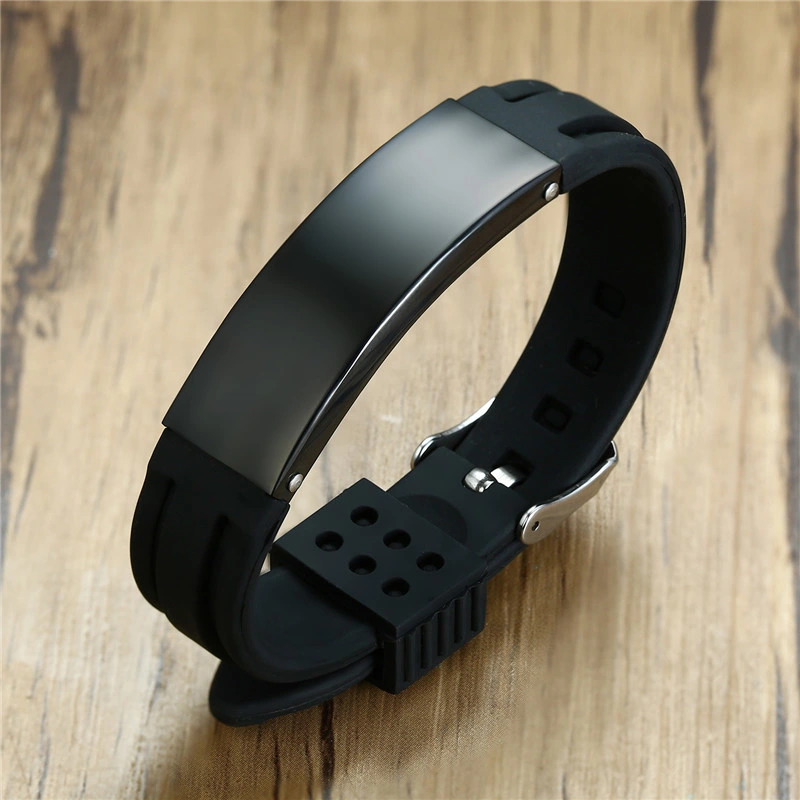 Stainless Steel Engraving Silicone Medical Bracelets Sport Emergency ID Bracelets for Men