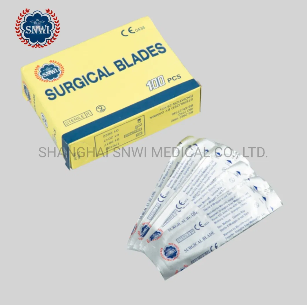 Sterile Disposable Carbon Steel Stainless Steel Surgical Scalpel Blade/Stitch Cutter with Plastic Handle