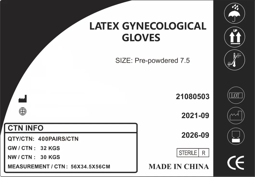 Medical Sterile Powdered Latex Gynecological Glove CE/ISO