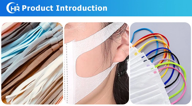 Face Mask 6mm 5mm 3mm White Black Colorful Disposable Woven Webbing Flat Cord Earloop Elastic Band for Facemask