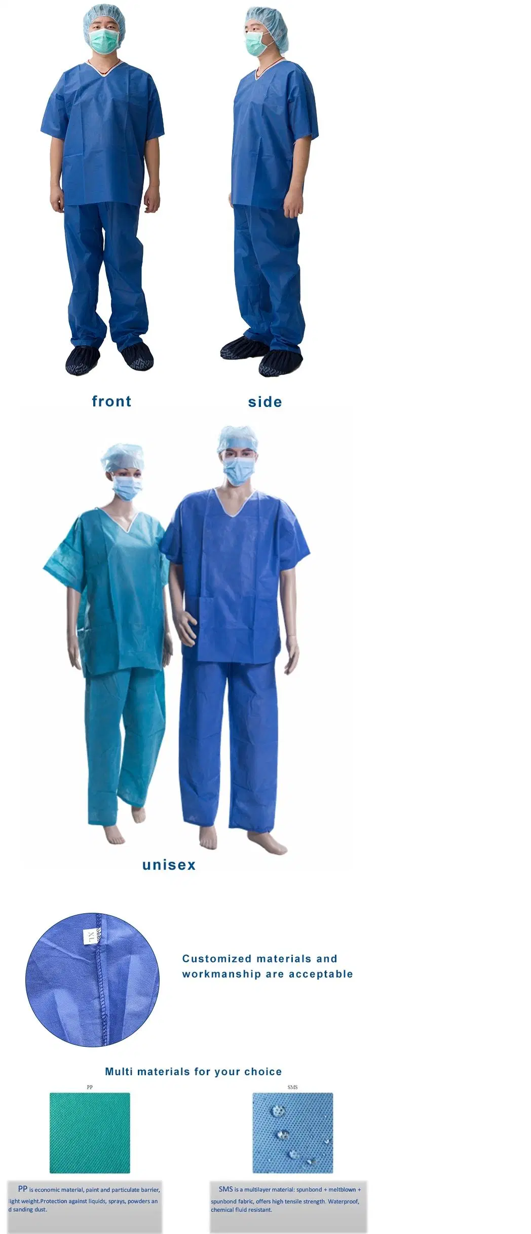 Original Factory Supplier Nonwoven Medical Protective Clothing Disposable Scrub Suit for Doctor and Nurses