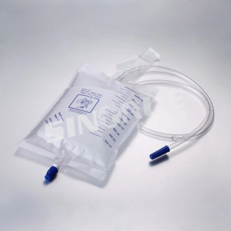 Hospital 2000ml Disposable Urinary Drainage Bag with Ribbon