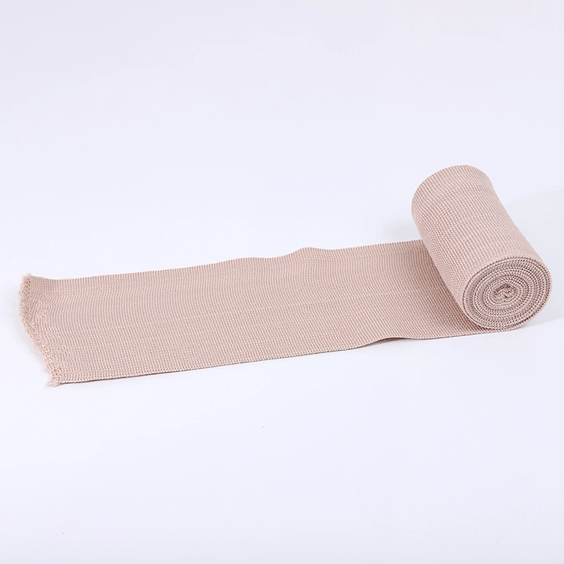 Skin Color Medical High Compression Elastic Bandage with Aluminium Clip