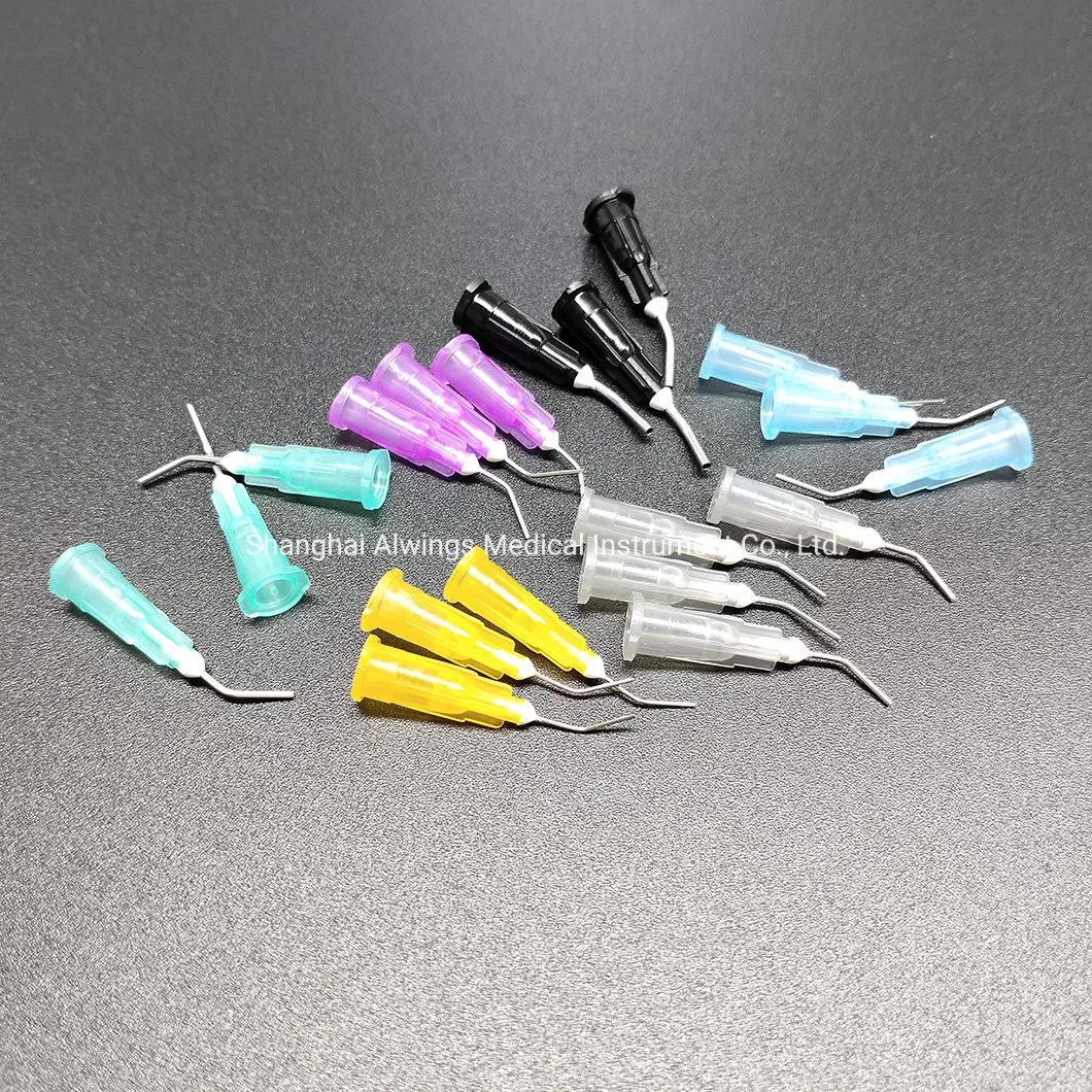 Dental Pre-Bent Irrigation Needle Yellow Tips