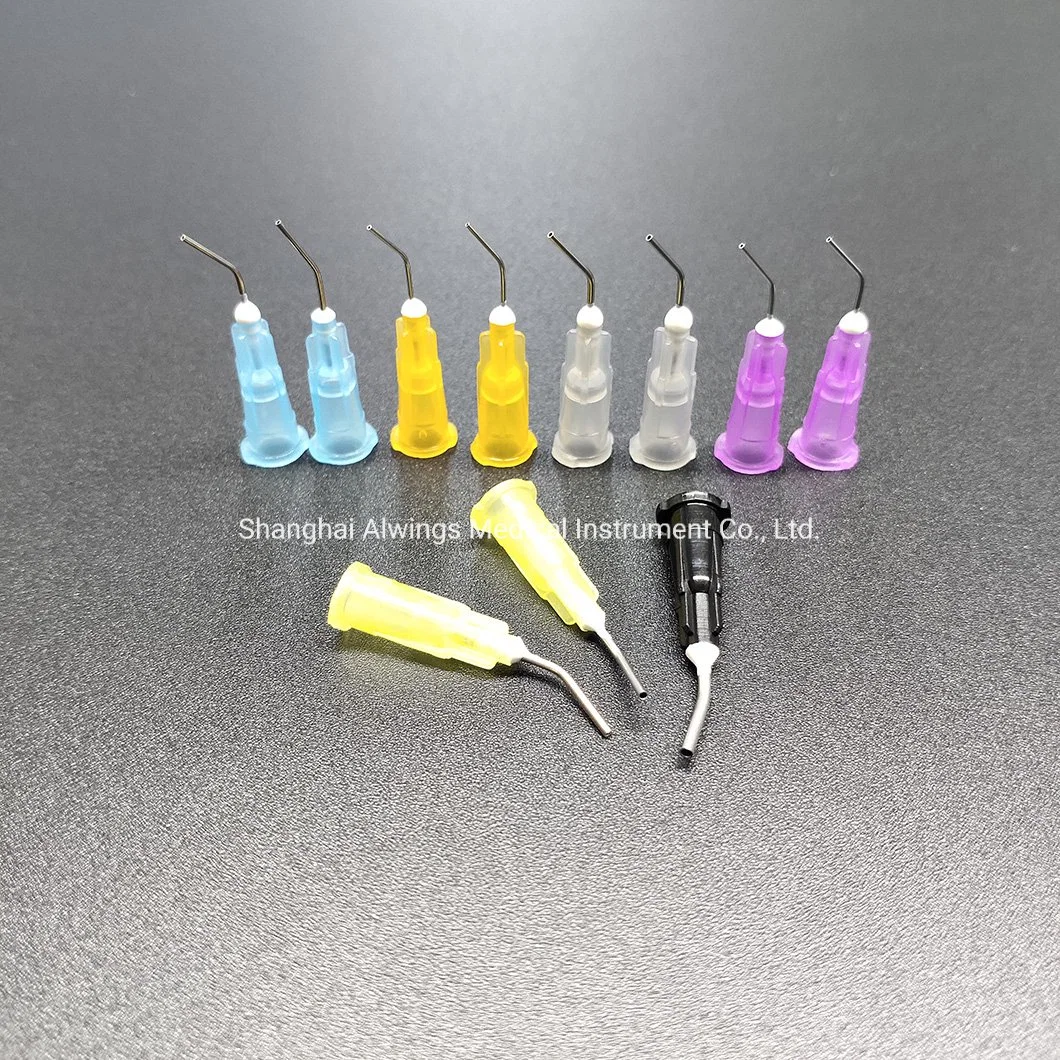 Dental Pre-Bent Irrigation Needle Yellow Tips