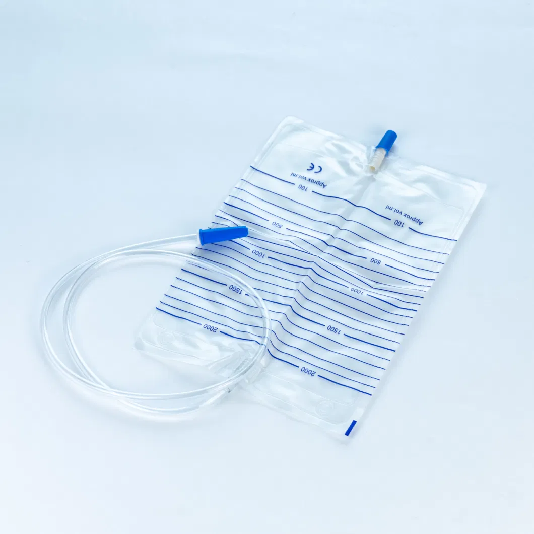 Medical 2000ml Urinary Drainage Bag Urine Bag with Push/Pull Valve