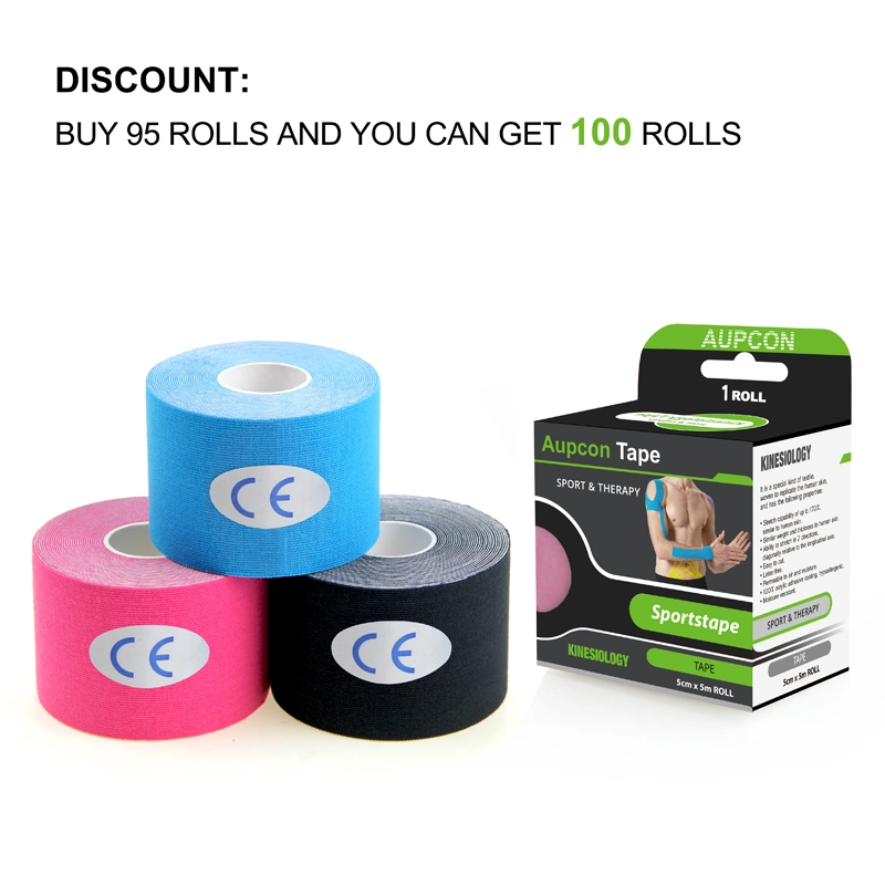 OEM Accepted Waterproof Cotton Elastic Sports Kinesiology Muscle Tape Cure Wholesale Kinesiology Tape