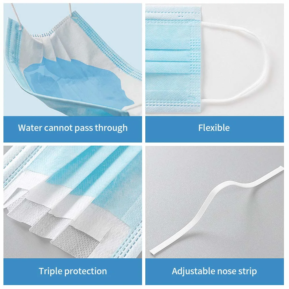 China Wholesale 3 Ply Disposable Non Woven Surgical Medical Ear Loop Face Mask ASTM Level 3 Tie on Masks