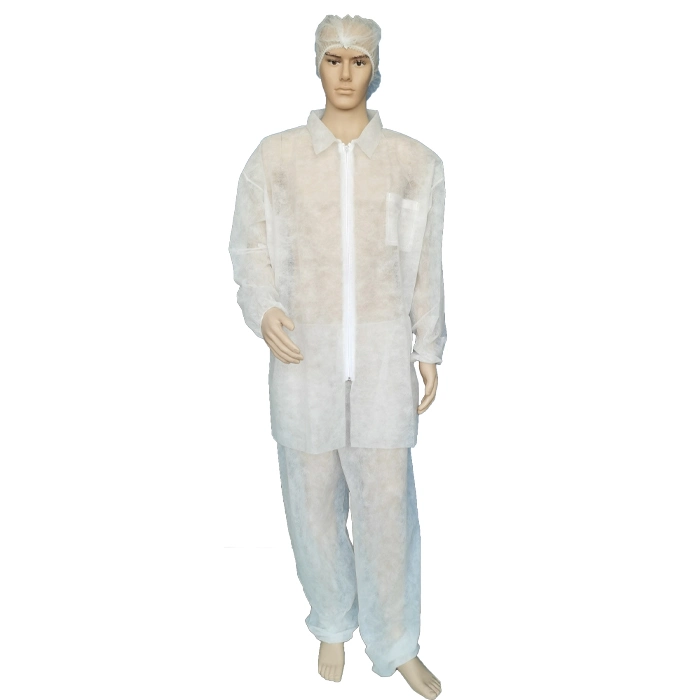 Breathable Non-Sterile Snap Button Blue SMS Isolation Gown GB18401-2010 Class B Disposable Medical Nonwoven Lab Coat