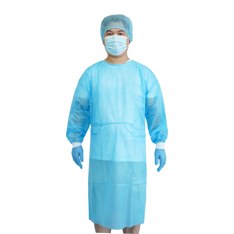 Hubei Non Woven PP SMS Disposable Isolation Gown 45GSM with Ties on Neck and Waist for Hospital