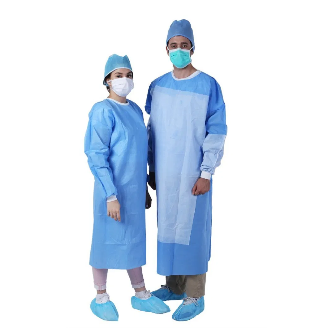 China Factory Wholesale Price Blue Yellow White 30GSM 40GSM Apron Suit PP PE SMS Disposable Medical Uniform Surgical Isolation Gown for Hospital