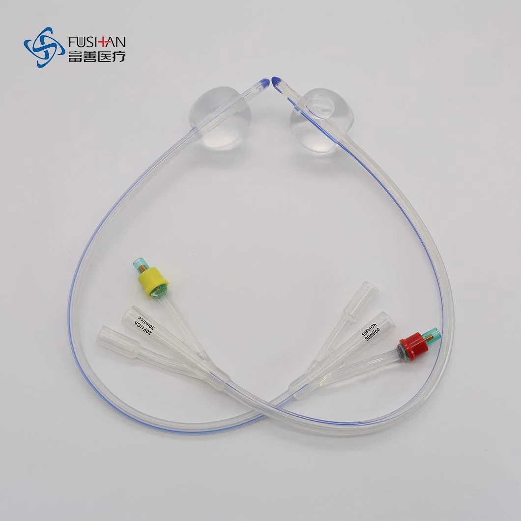 Adult Size Medical Grade Silicone 3 Way Foley Catheter for Urine Drainage with CE, ISO and FDA Certificates