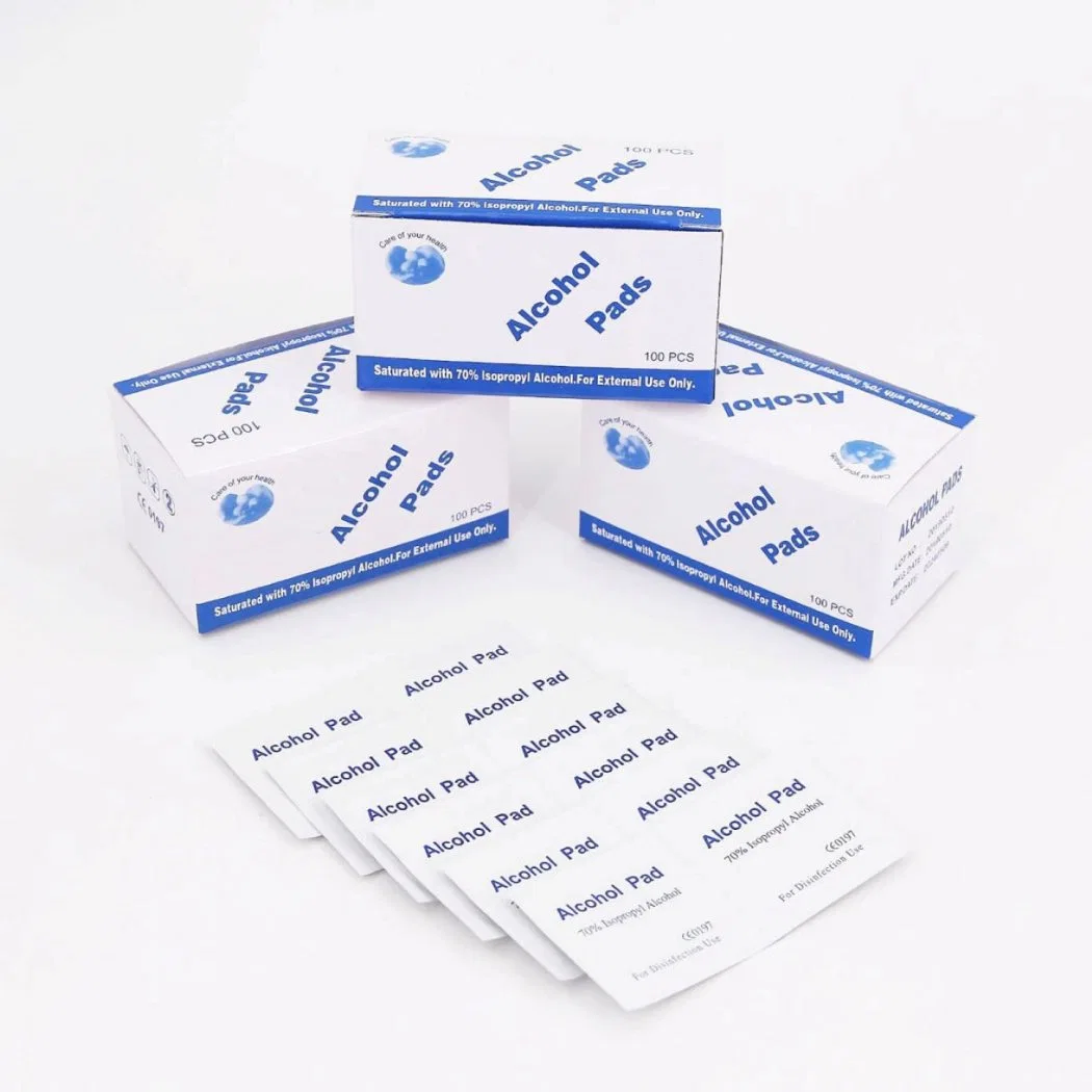 Medical Nonwoven Sterile 70% Isopropyl 75% Ethyl 3X6.5cm 3X6cm 100 200 Pack Alcohol Prep Pad for External Use