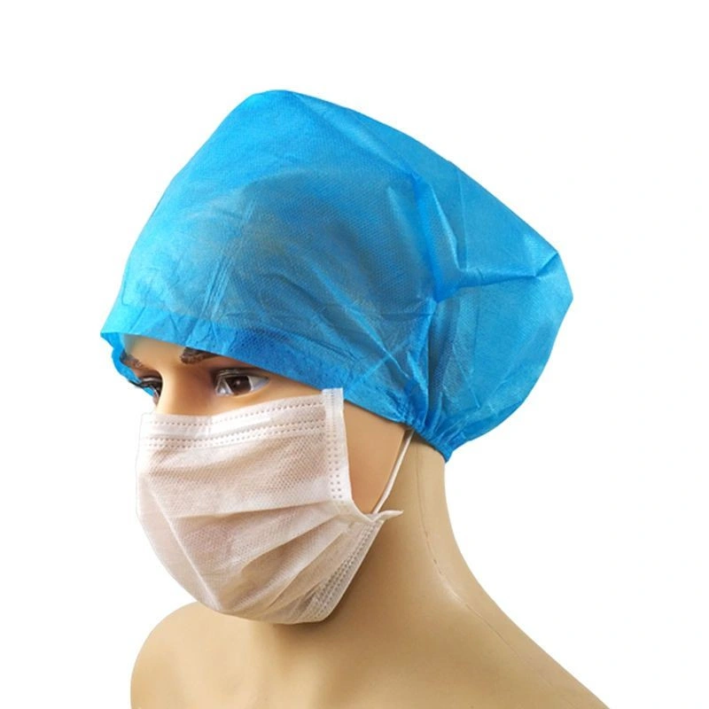 Non Woven Medical Hair Caps PP 25GSM Disposable Hospital Doctor Cap with Elastic Band on Back