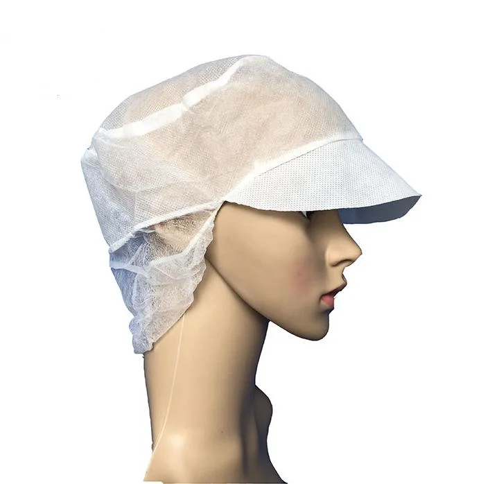Fashionable Stylish Disposable SBPP Nonwoven Airy Cap Worker Hairnet Workshop Cap with Paper Peak for Working Shop