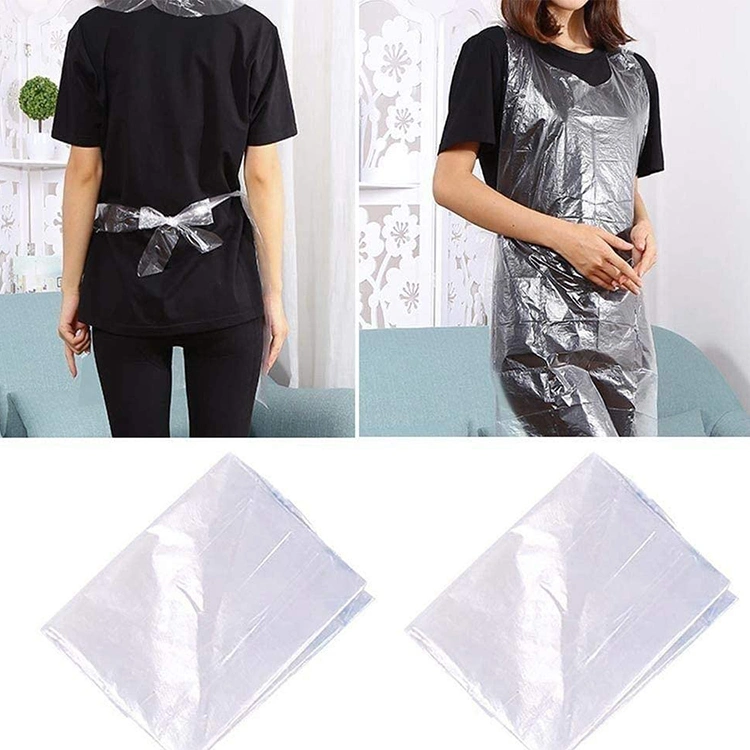 Stock Cheap Clear Plastic Polyethylene Waterproof Disposable Apron for Kitchen/Medical