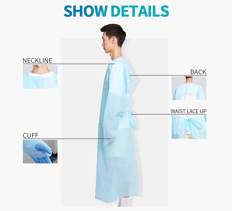 CPE Isolation Gown Disposable Plastic Apron with Sleeves Medical Apron Workwear