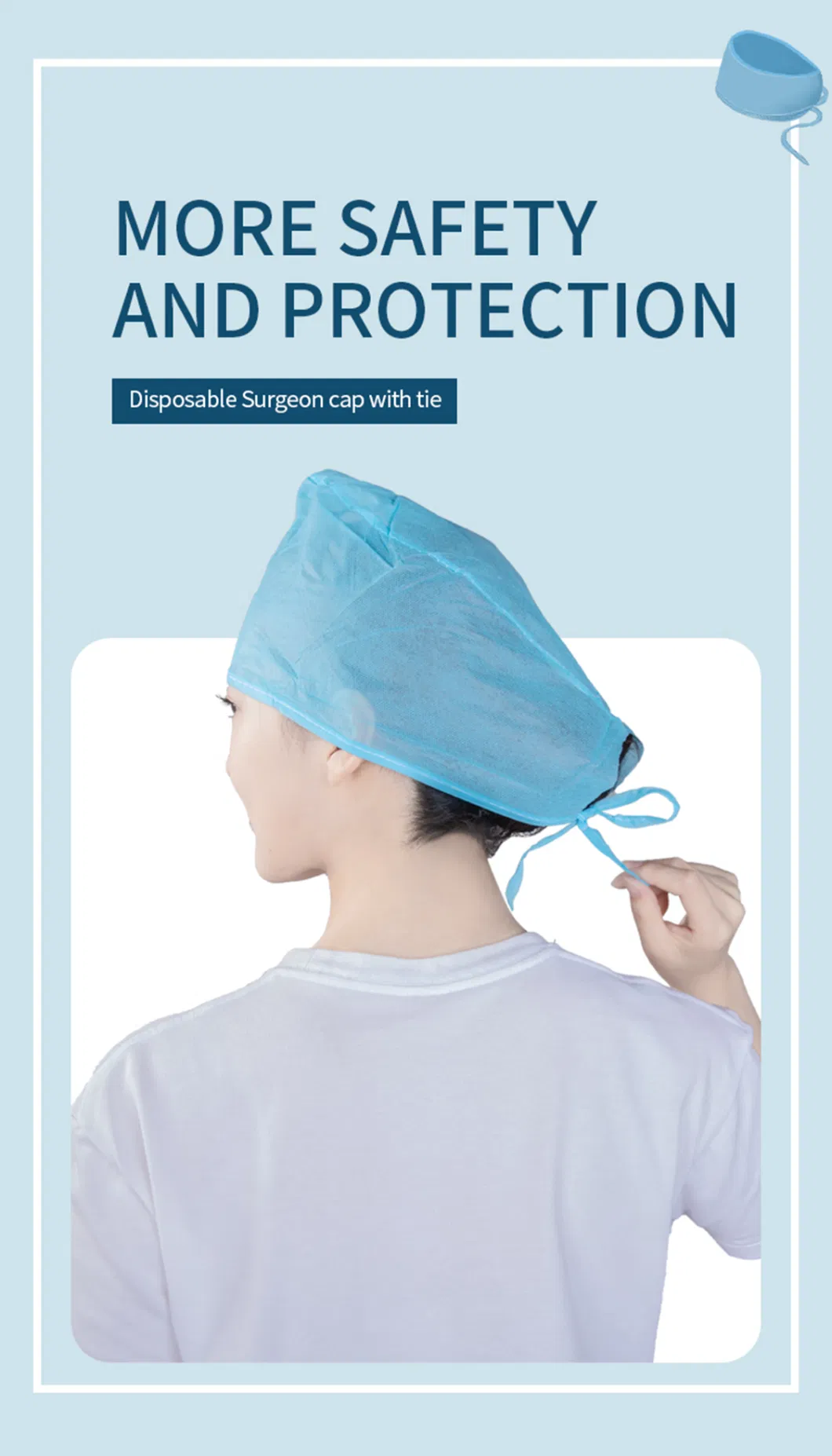 Hand made Disposable Non-Woven Surgical Cap with Ties for Doctors