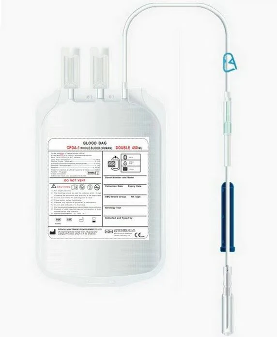 CE &amp; ISO Certificate Disposable PVC 450ml Single/Double/Triple/Quadruple Blood Transfusion Bag with Needle