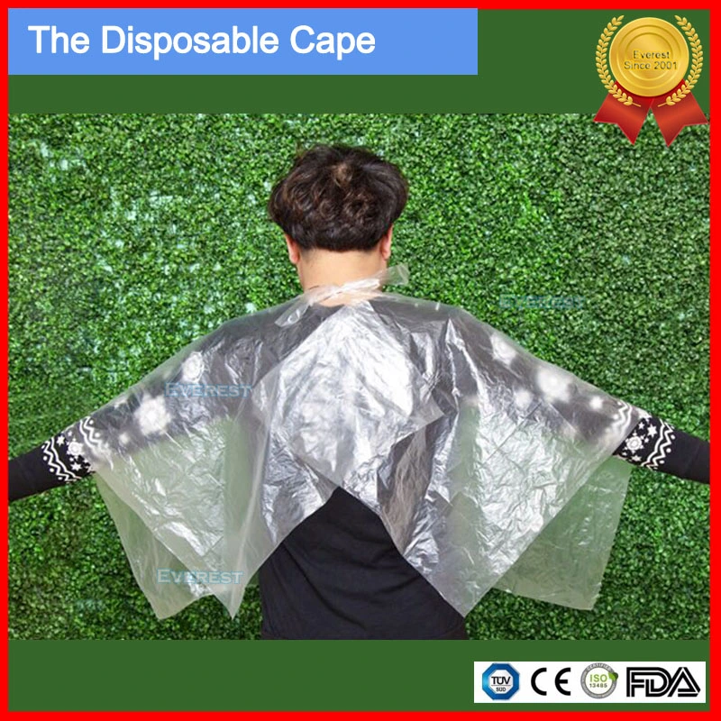 Disposable Plastic PE Barber Cape /Apron / Bib in Hair Beauty Salon Polyethylene Cape Apron