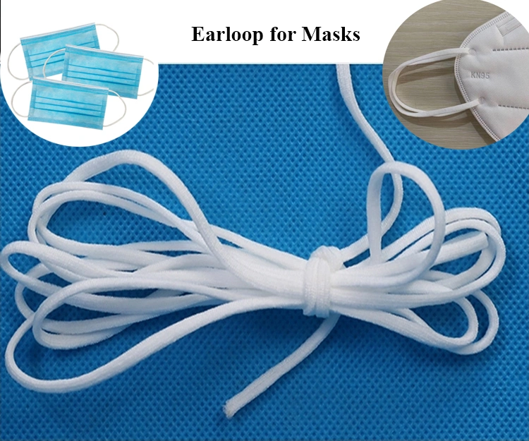 Disposable Flat Elastic Earloop String White Elastic Cord Earloop for Face Mask