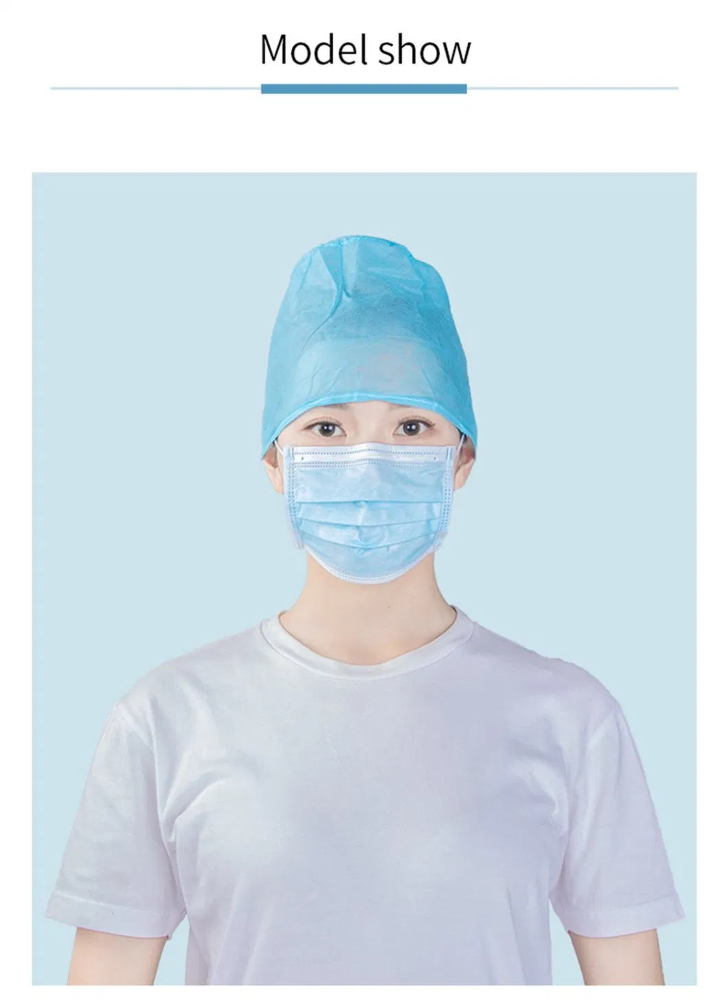 Hand made Disposable Non-Woven Surgical Cap with Ties for Doctors