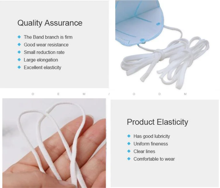 Colorful Polyester+Spandex Flat Elastic Earloop for Nonwoven Face Mask