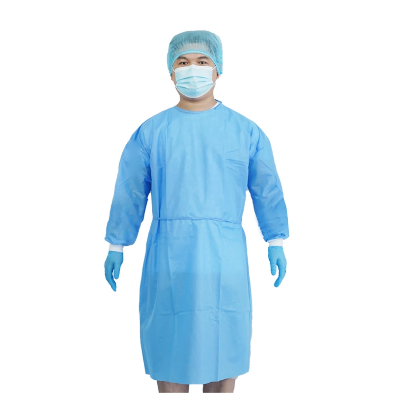 Non-Sterile PP+PE Disposable Universal Isolation Gown 25-40GSM in Stock for Hospital/Clinic/Lab