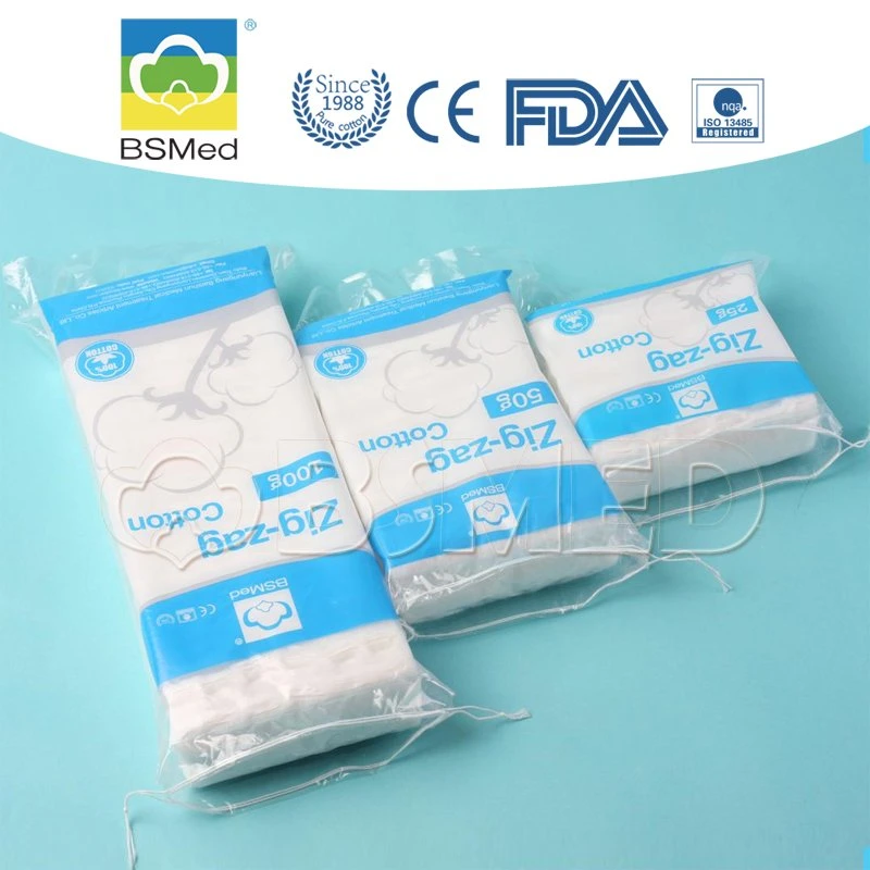 China Cotton Wool Pads Medical 500g 100% Cotton Absorbent Zig Zag Cotton Wool