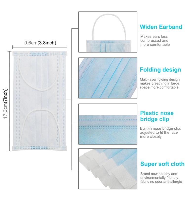 Big Supply Face Mask Three Layers Earloop Disposable