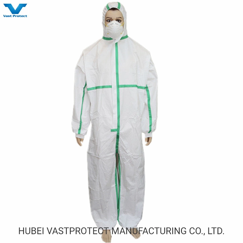 White Disposable PP Nonwoven Polypropylene Coverall