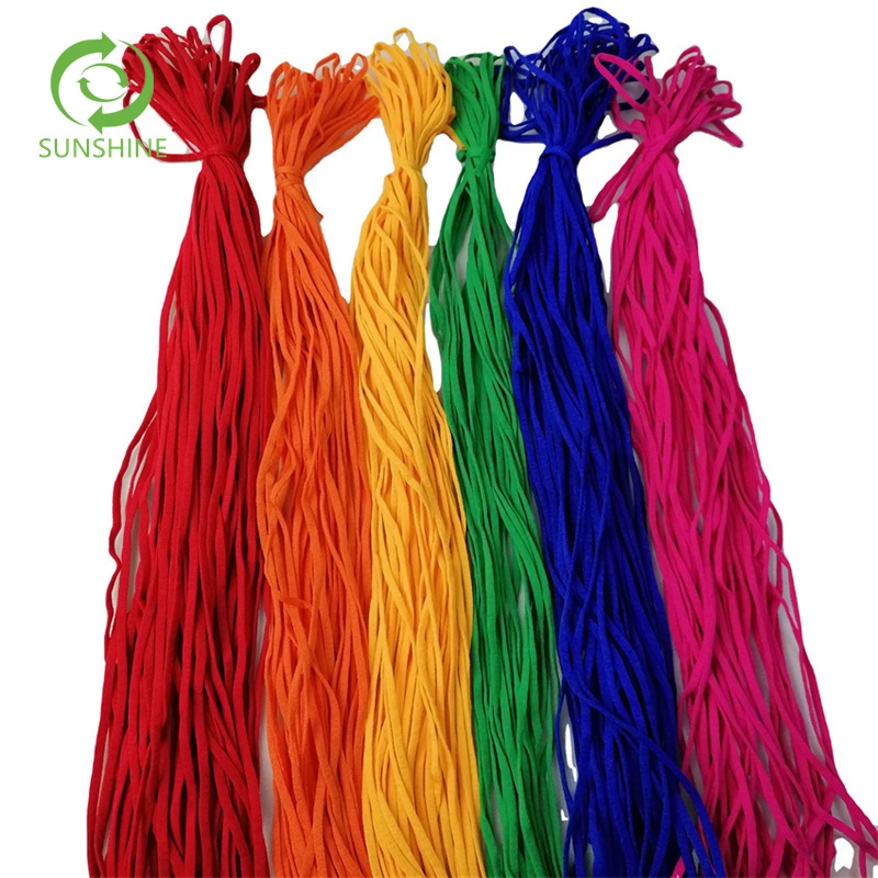 Colorful Polyester+Spandex Flat Elastic Earloop for Nonwoven Face Mask