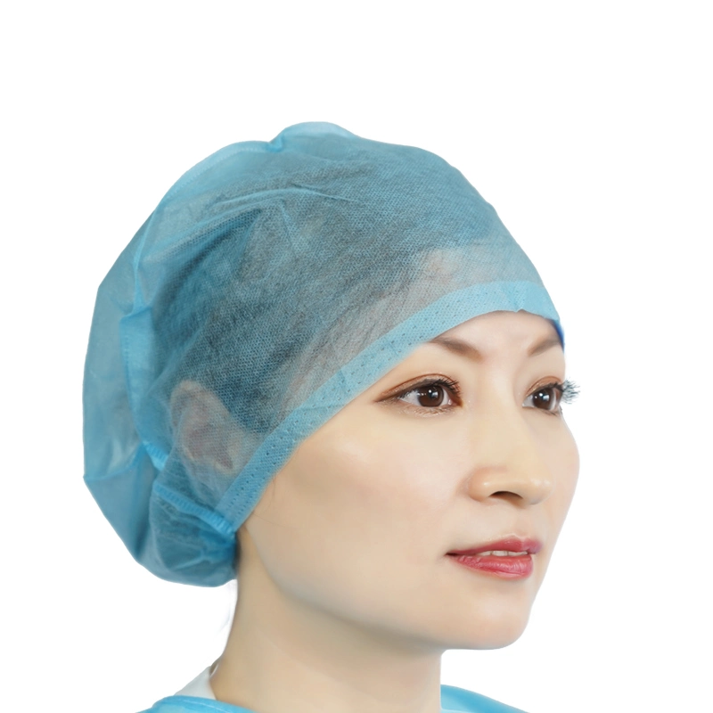 Non Woven Medical Hair Caps PP 25GSM Disposable Hospital Doctor Cap with Elastic Band on Back