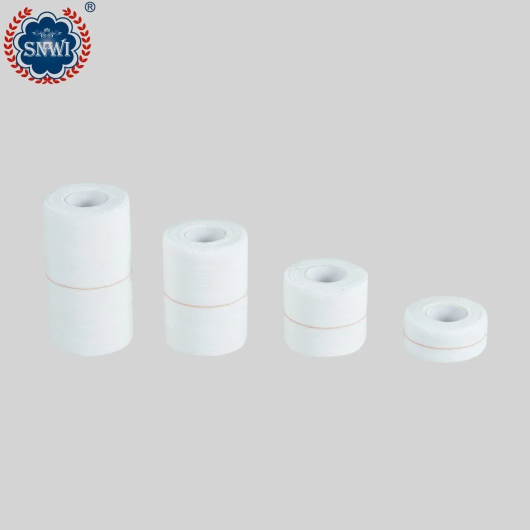 High Quality Emergency Medical Surgical Cotton Disposable Red Blue Line Spandex Crepe Elastic Bandage with Metal Clips