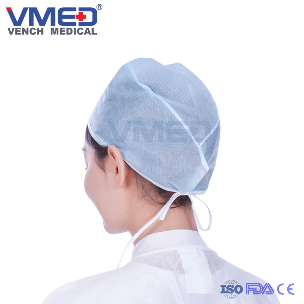 High Quality Disposable Surgical Nonwoven Doctor Cap with Tie on/Nonwoven Doctor Cap