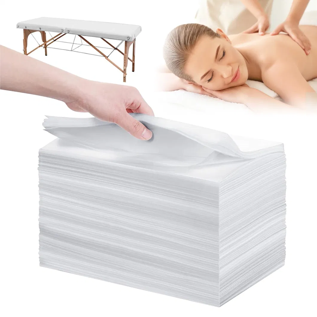 Disposable Massage Table Sheets - 60 Sheets Per Roll - Recyclable Nonwoven Fabric Disposable Bed Sheets for Massage, Tattoo, SPA