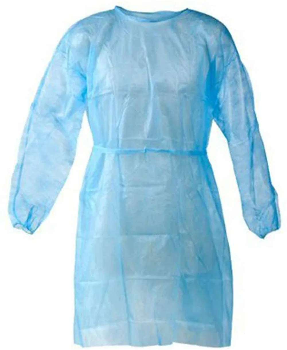 China Factory Wholesale Price Blue Yellow White 30GSM 40GSM Apron Suit PP PE SMS Disposable Medical Uniform Surgical Isolation Gown for Hospital