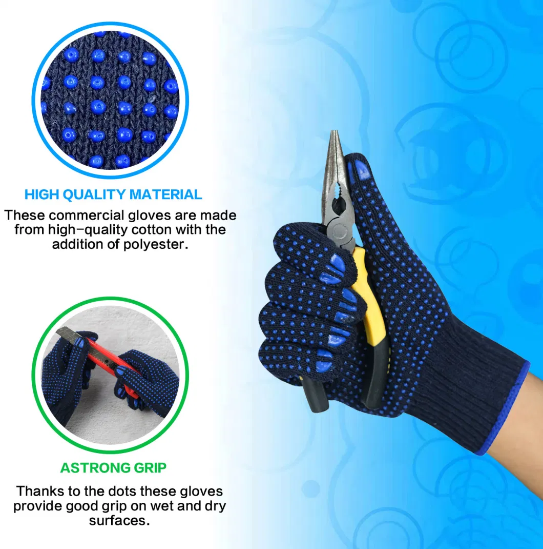 China Wholesale Labor Safety Work Double Sided PVC Dotted/Dots Cotton Knitted Gloves
