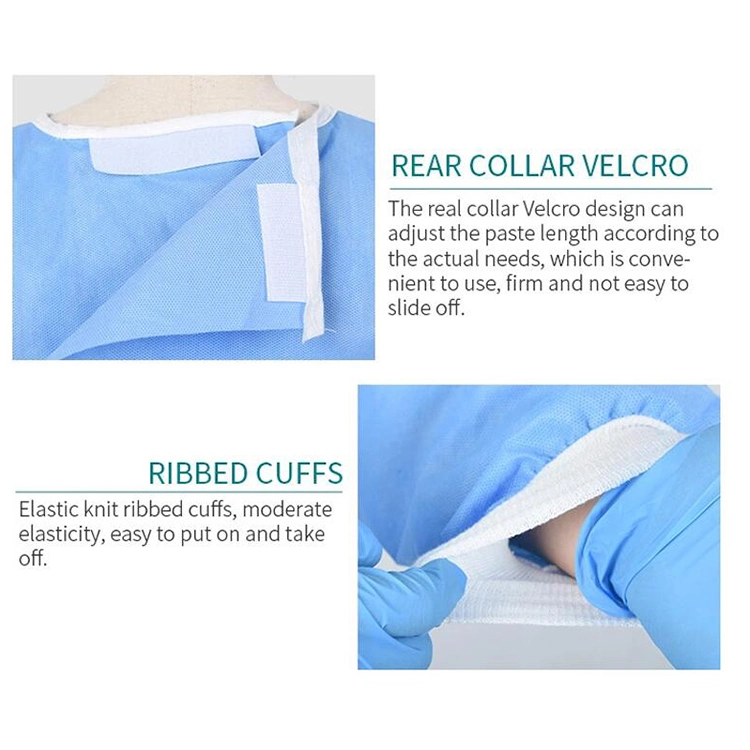 Velcro Closure SMS Dispsoable Non Sterile Surgical Gown 45GSM