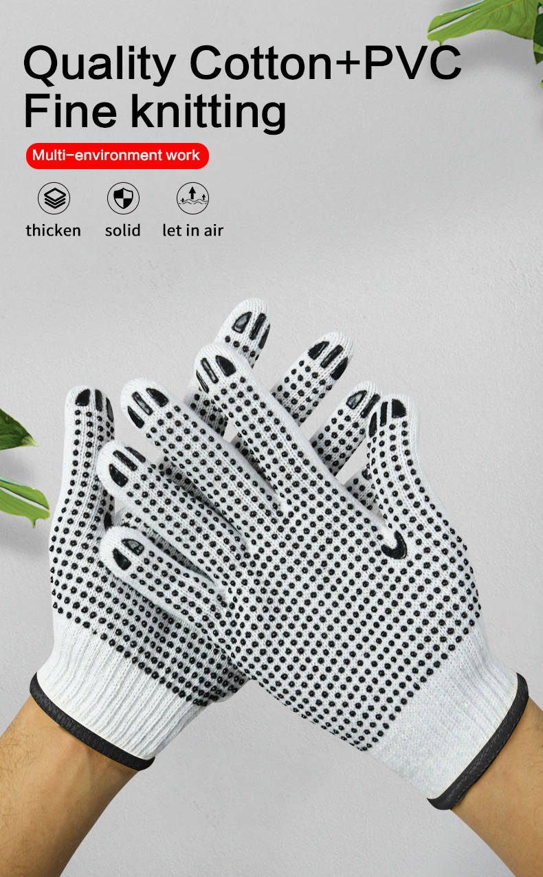 Custom Logo PVC Dotted/Dots Glove Working Guantes Safety Work Cotton Knitted Gloves